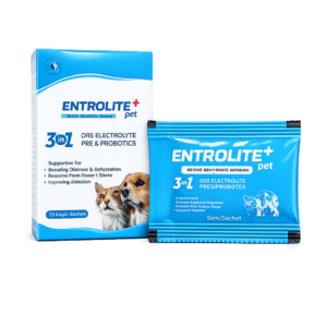 ENTROLITE+ Pet ORS Electrolyte with Pre & Probiotics | 3 in 1 | 5 x 5g Sachets